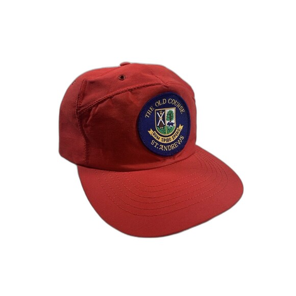 Vintage St Andrews Old Course Hat Cap Strapback Red Scotland Golf 90s - Picture 1 of 7